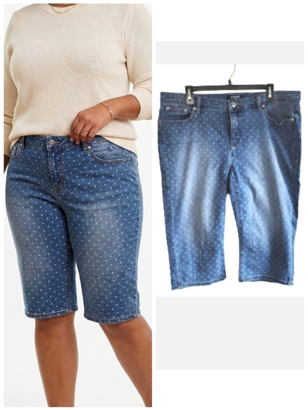 Chaps Bermuda Shorts plus size women's Bermuda length jean shorts plus size 16W